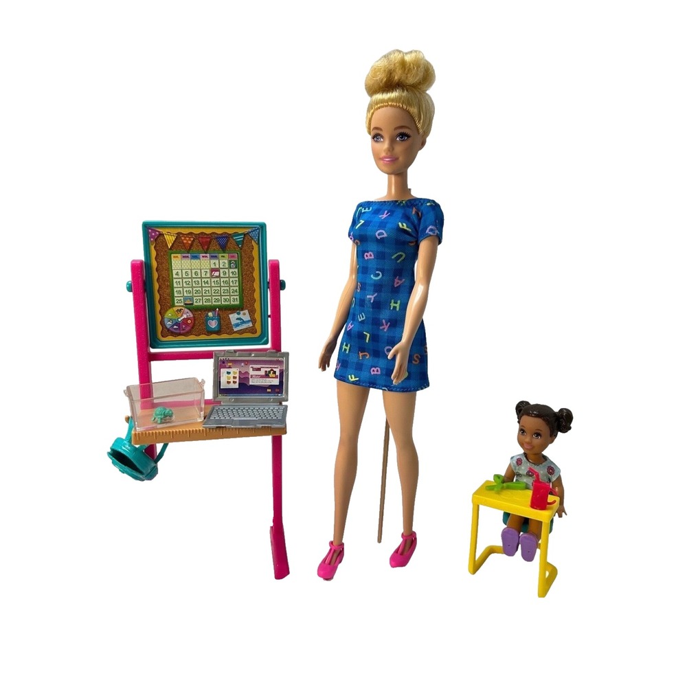 Barbie Teacher Playset Blonde Doll Toddler Student Classroom Easel Accessories